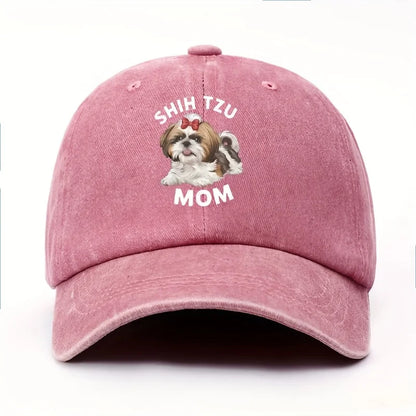 Shih Tzu Mom Red Bow Tie Baseball Cap