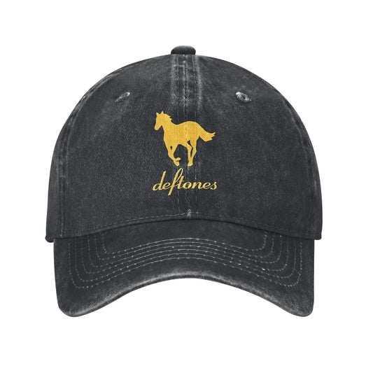 Retro Deftones Baseball Caps Unisex Style Distressed Cotton Snapback Cap White Pony