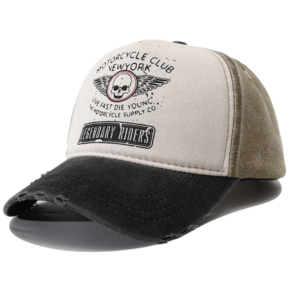 New Punk Motorcycle Cap Casquette Femme Skull Print 5 Panel Baseball Hat Hip Hop New York