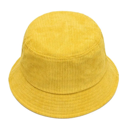 Corduroy Bucket Hat Casual Fisherman Cap Men Women
