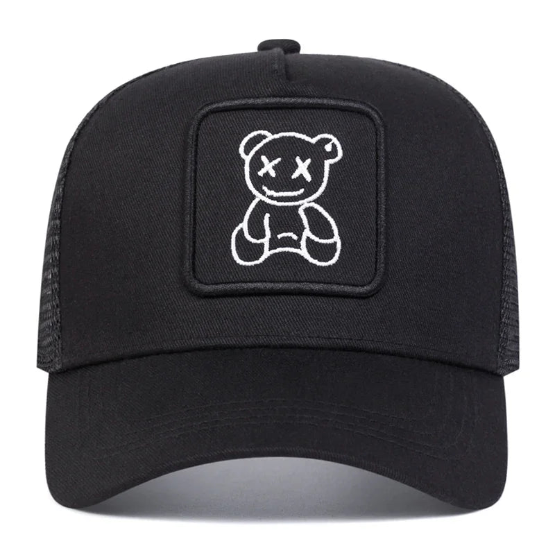 Cute Bear Embroidery Mesh Baseball Hat