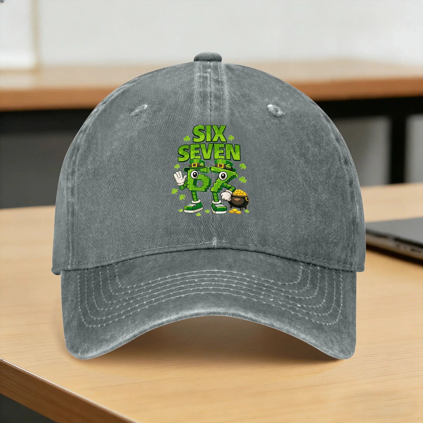 Funny Meme 6-7 Shamrock Six Seven 6 7 St Patricks Day 67 Baseball Cap