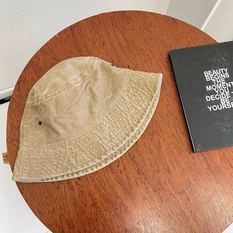 Outdoor Fisherman Hat Vintage Washed Cotton Bucket Hats Summer Women Panama Hat