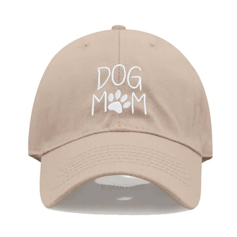 Vintage Washed Cotton DoG MOM Embroidery Baseball Cap For Men Women