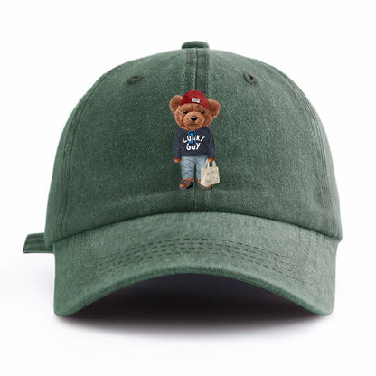 Tote-bag Bear Print Washed Baseball Cap For Adults