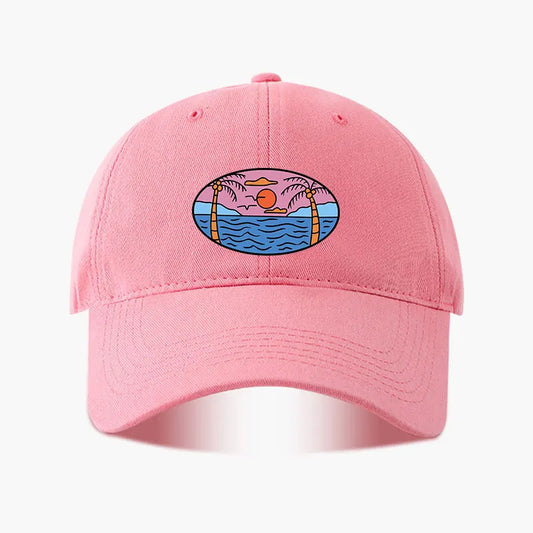 Baseball Cap Palm Tree Sun Ocean Print