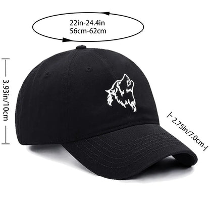 Wolf Embroidered Baseball Cap For Women Men