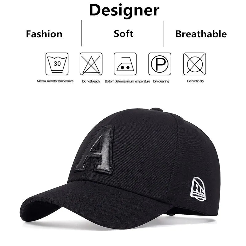 Unisex A Letter Leather Label Embroidery Baseball Caps Spring And Autumn