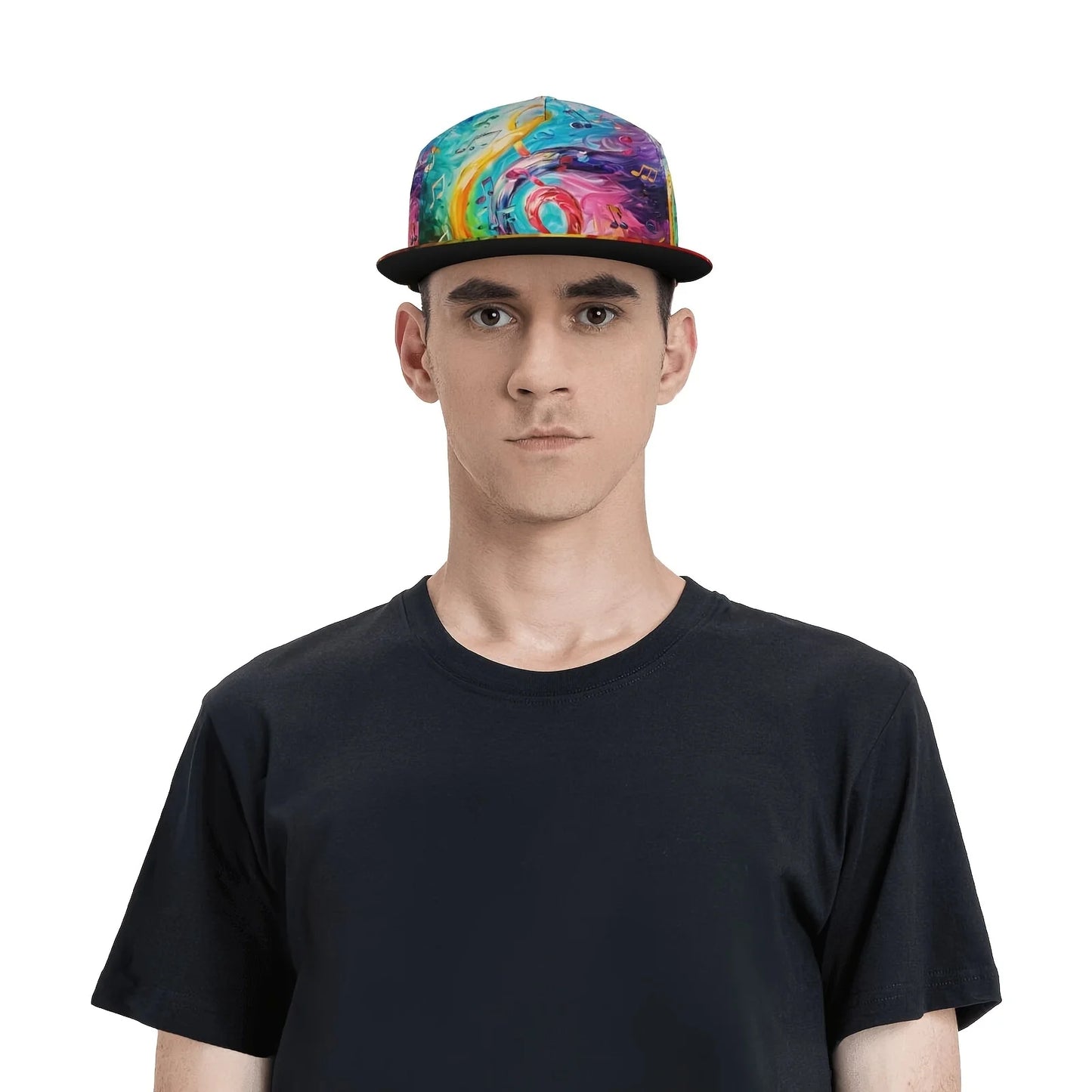 Music Note Print Snapback Cap