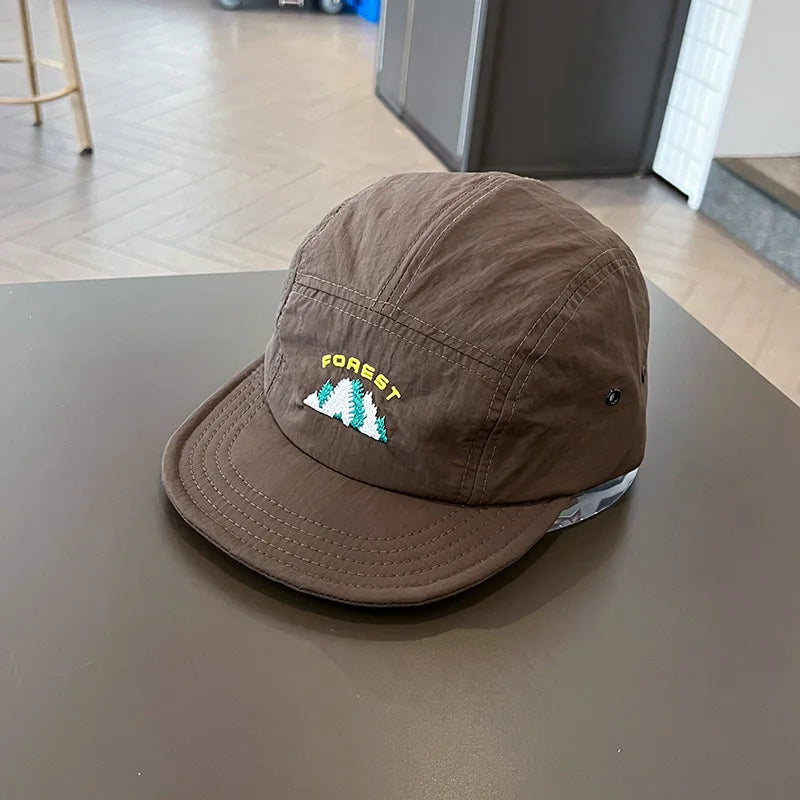 Short Brim Embroidery Baseball Cap