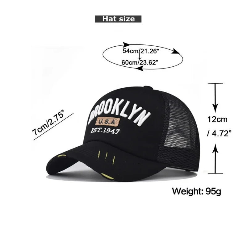 BROOKLYN USA 3D Embroidery Shade Spring Autumn Cap Baseball Cap