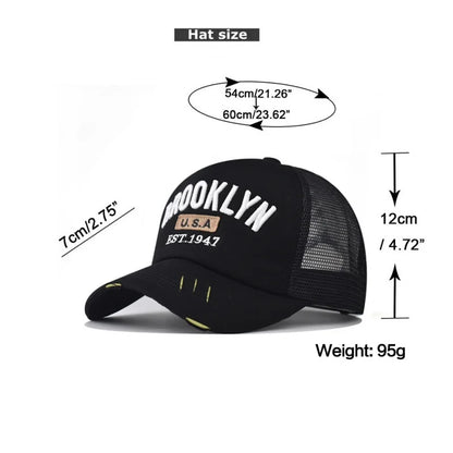 BROOKLYN USA 3D Embroidery Shade Spring Autumn Cap Baseball Cap