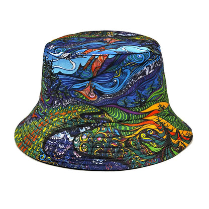 Retro Graffiti Print Hip Hop Street Bucket Hat