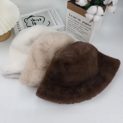 Windproof Warm Female Panama Caps Solid Fashion Bucket Hat