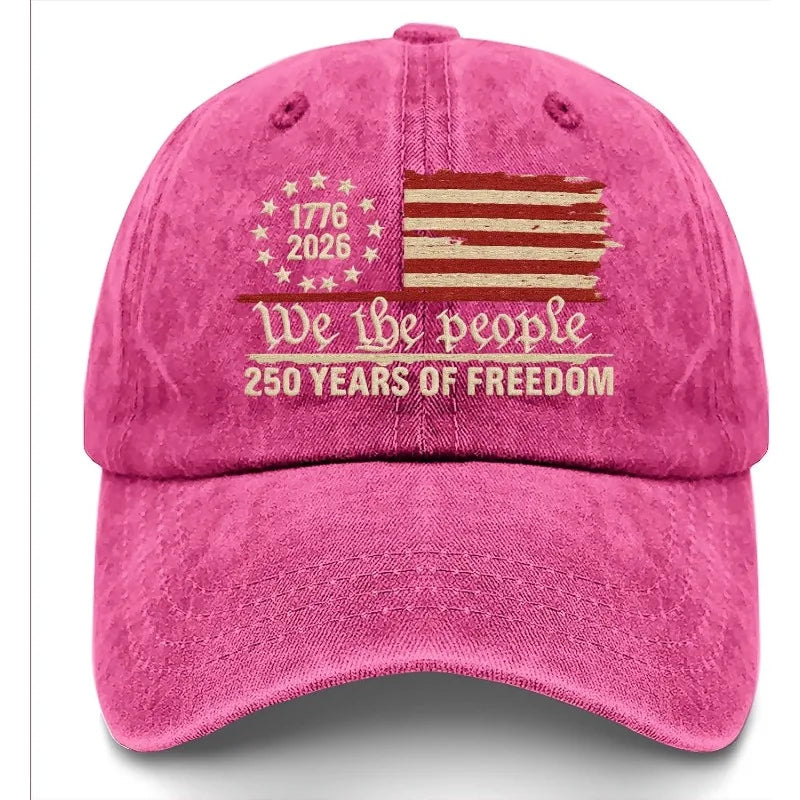 Retro Washed Printted U.S. 250th Anniversary 250 Years Freedoms 1776-2026 Baseball Hats
