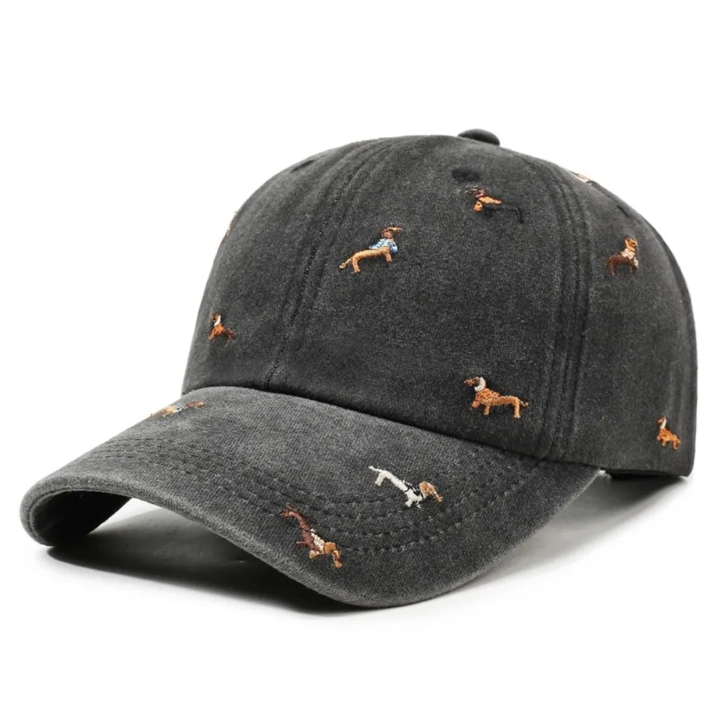 Fashion Embroidery Puppy Baseball Cap