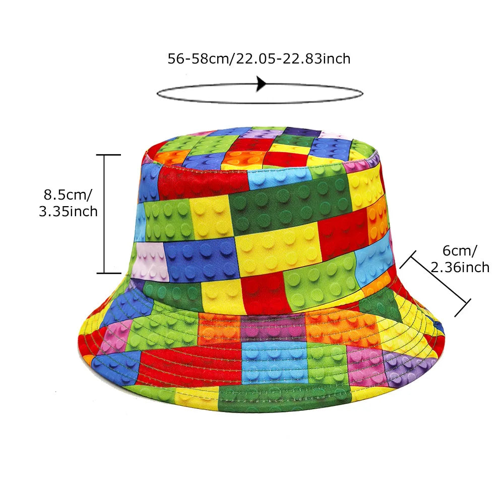 Fashion Blocks Pattern Panama Bucket Hats