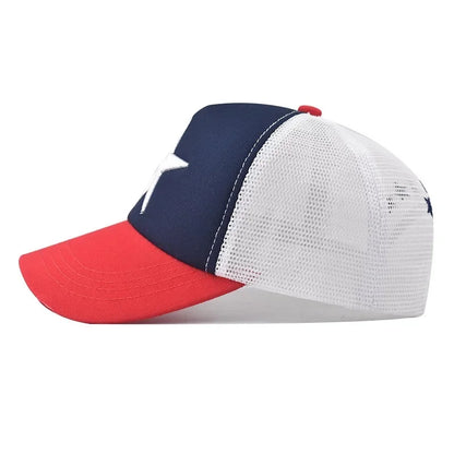 New Style Unisex Adjustable Mesh Cap Casual Plain Embroidery Five-Star Cotton Baseball Cap For Women Men