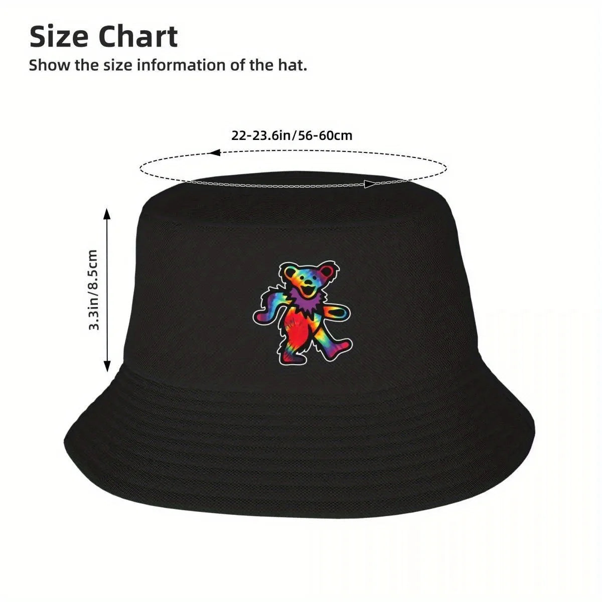 Grateful Classic Rocks Not Dead Dancing Tie Dye Bear Bucket Hat