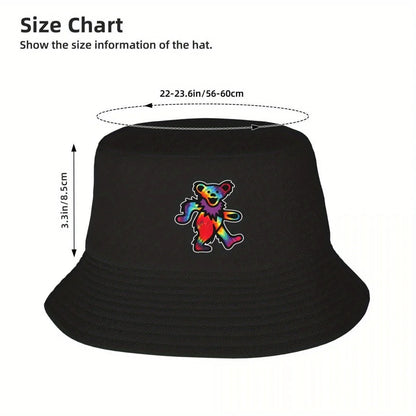 Grateful Classic Rocks Not Dead Dancing Tie Dye Bear Bucket Hat