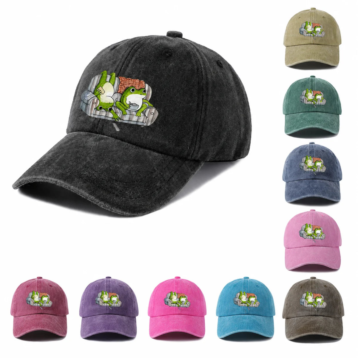 Bookish Frog Character Graphic Baseball Cap