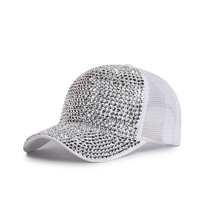 Baseball Cap Women Full Rhinestone Beads Mesh Cap Street Fashion