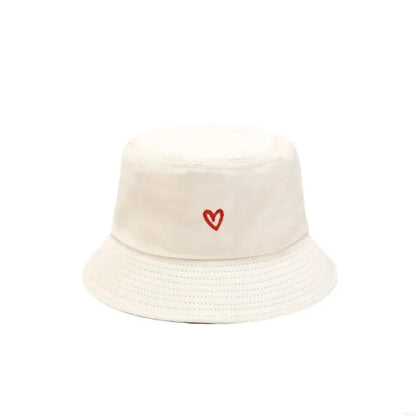 Stylish Bucket Hats With Heart Embroidery Ladies Girls Fashion Sun Hats