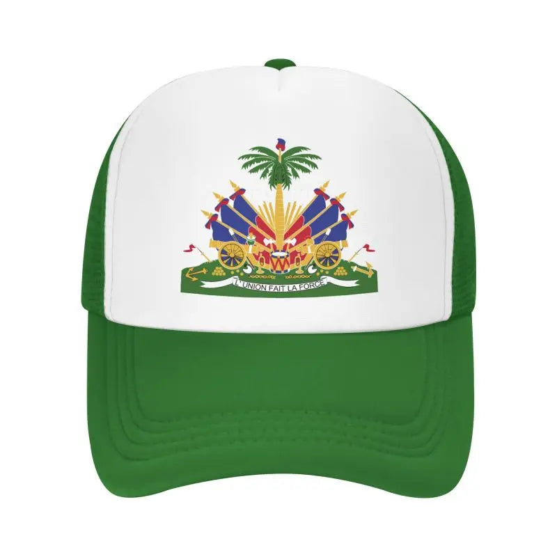Haitian Flag Printed Mesh Baseball Cap