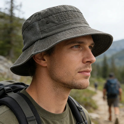 Spring Summer Washed Cotton Mesh Breathable Bucket Hats