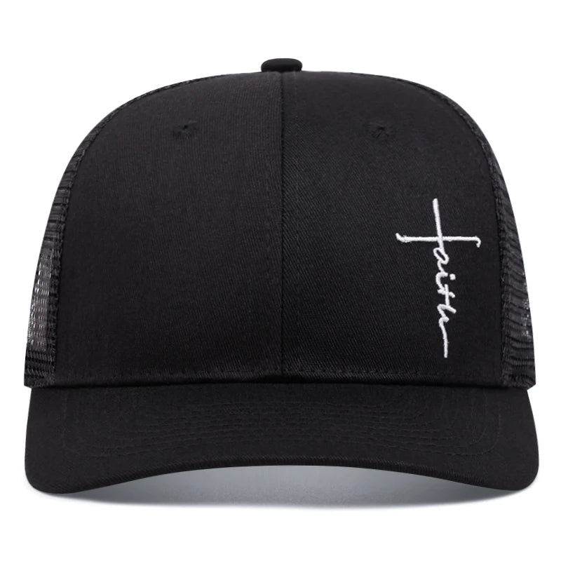 Cross Embroidery Slight Curved Printed Baseball Hat