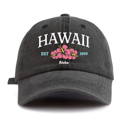 HAWAII Print Washed Baseball Cap For Adults