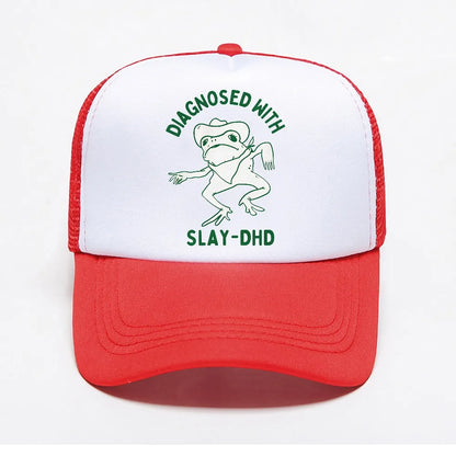 Diagnosed With Slay-dhd Baseball Cap Fashion Frog Graphic