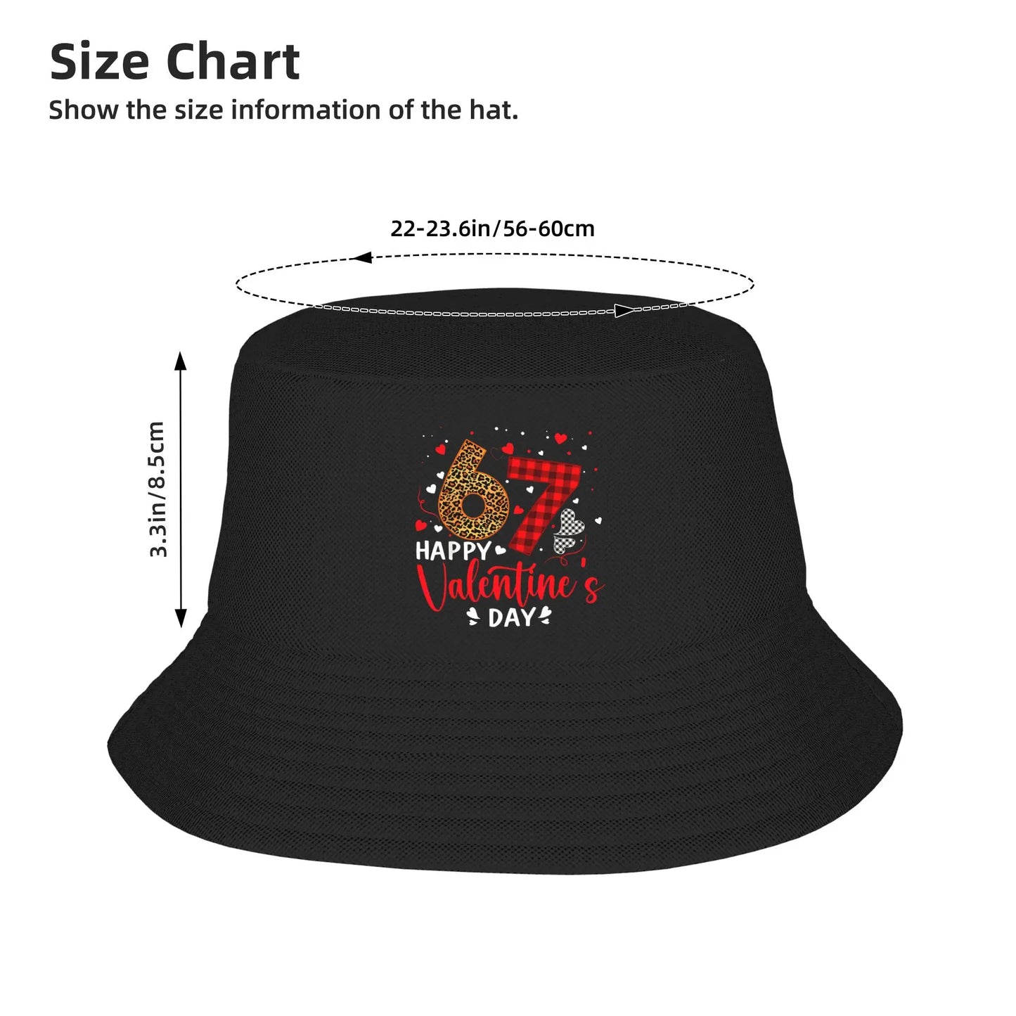 Happy 67 Valentine‘s Day Leopard Plaid Six Seven Bucket Hat