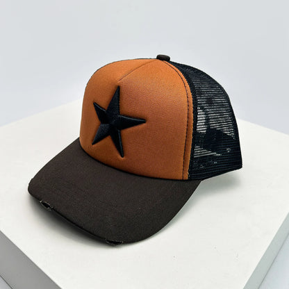 Broken Embroidered Five-pointed Star Baseball Hats