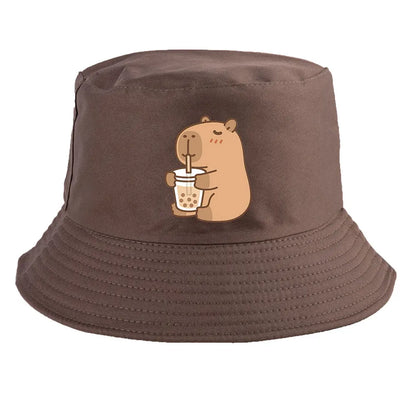 Summer Spring Ladies Cotton Korean Casual Outdoor Sunprotection Capybara Bucket Hat For Men Women