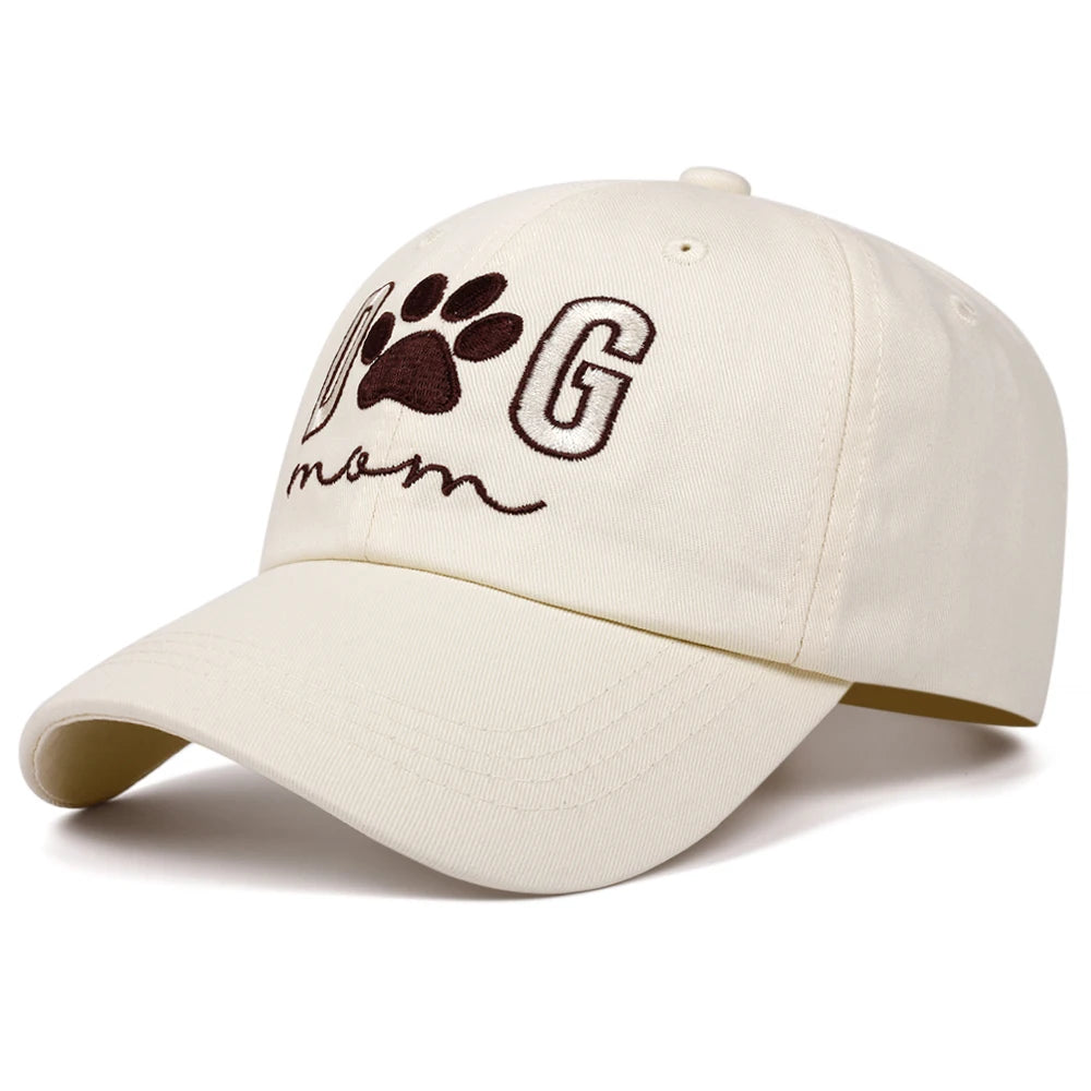 Dog Mom Retro Washed Letter Embroidered Baseball Cap