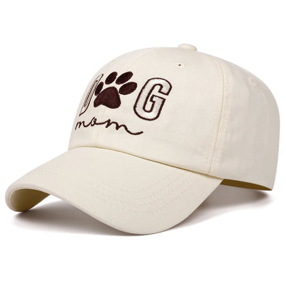 Dog Mom Retro Washed Letter Embroidered Baseball Cap
