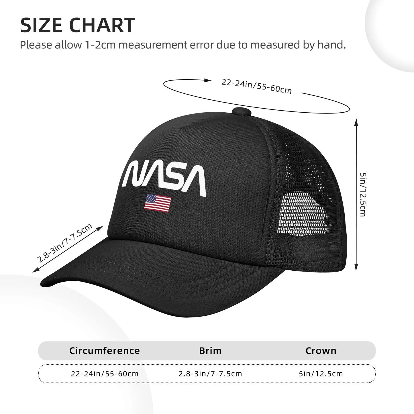 Nasa Logo US Flag Space Agency Mesh Baseball Caps Adult