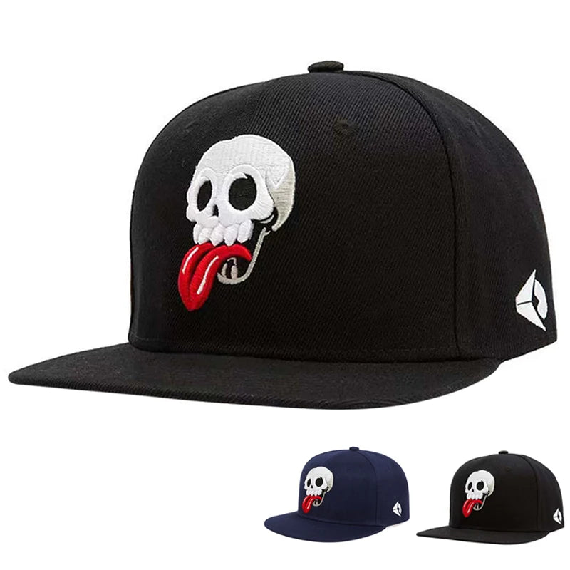 Unisex Skeleton Embroidery Hip-hop Hats Snapback Baseball Caps