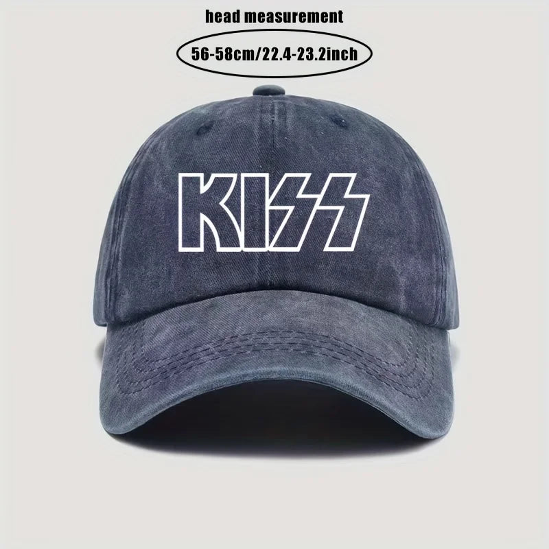 KISS Letter Printed Washed Baseball Cap