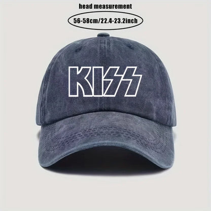 KISS Letter Printed Washed Baseball Cap