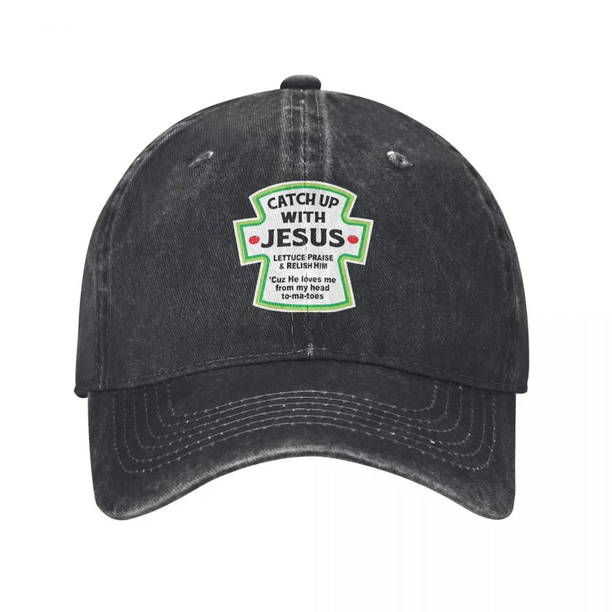 Catch Up With Jesus, Christian, Humorous Denim Hat Baseball Hat