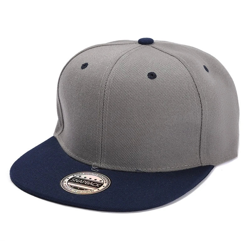 Color-Blocked Flat-Brim Baseball Cap Versatile Sunshade and Sun Protection Hat Hip-Hop Hat Snapback Caps