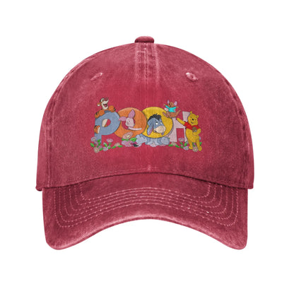 Winnie the Pooh Cartoon Piglet Washed Baseball Cap Vintage Sun Trucker Hat