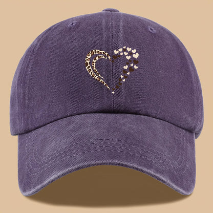Leopard Print Heart Print Retro Casual Baseball Cap Suitable For Parties