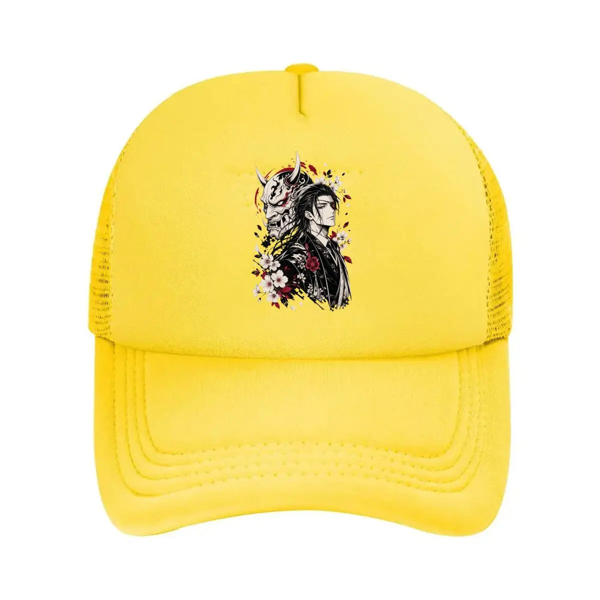 Monochrome Oni Gentleman Floral Port Mesh Baseball Cap