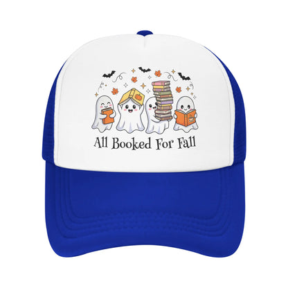 All Booked for Fall Halloween Ghost Trucker Cap Unisex Book Lover's Baseball Cap