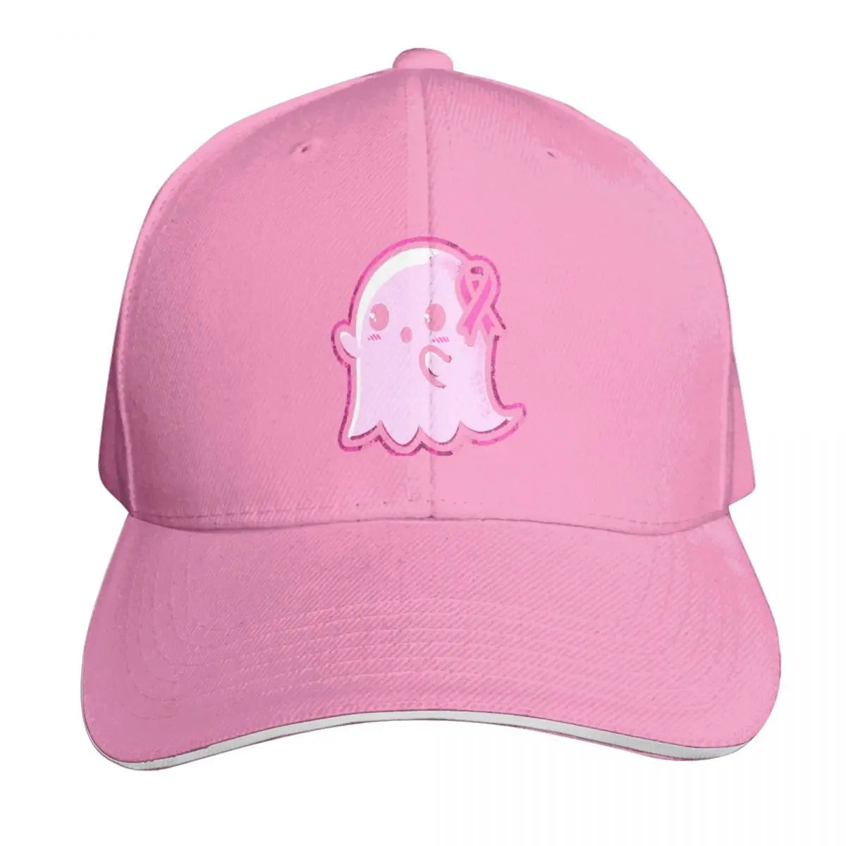 Pink Ribbon Ghost Charm Baseball Cap