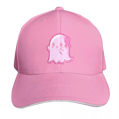 Pink Ribbon Ghost Charm Baseball Cap