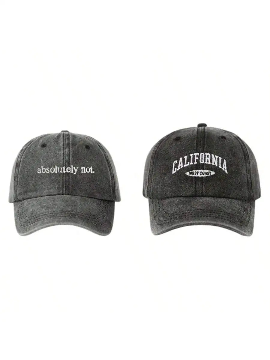 Vintage Embroidered Letter Wide Brim Baseball Cap